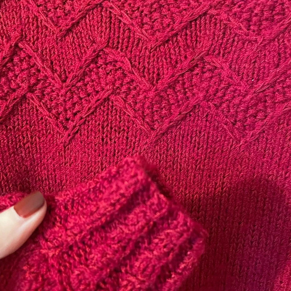 Vintage 80s Sheila Raymond Red Wool Blend Boat Neck Sweater Size L Retro Classy - Picture 8 of 11